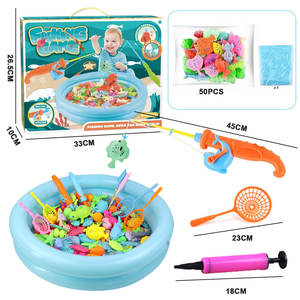 バスタブゲームバスおもちゃセットマグネットポールロッド魚ネット水テーブルフローティングおもちゃ子供用プール釣りセット - Product Image 3