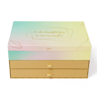 Calendrier de l'Avent de Luxe Portable 24 Jours, Boîte Cadeau Cosmétique Rigide à Double Tiroir avec Miroir, Emballage en Papier Vide pour Maquillage et Chocolats