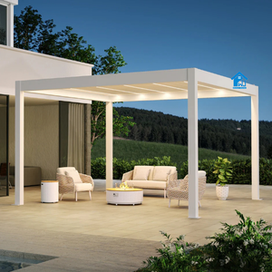 Moderno struttura retrattile <span class=keywords><strong>in</strong></span> <span class=keywords><strong>alluminio</strong></span> legno Pergola <span class=keywords><strong>Gazebo</strong></span> & padiglione per giardino balcone Bar feritoia ad arco profilo tende da sole retrattili - Product Image 2