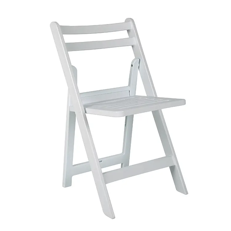เก้าอี้พับได้ทำจากเรซิ่นพลาสติกทนทาน,แผ่นเก้าอี้พับทำจากเรซิ่นสีขาวสำหรับงานแต่งงานงานกลางแจ้งแฟนซีพกพาดีไซน์ทนทาน