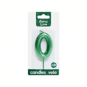 Vela de Cumpleaños con Número 0 Verde de 6 cm, Vela Decorativa para Fiestas - Product Image 1