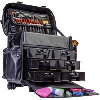Trousse de maquillage à roulettes souple avec ensemble de sacs en maille, trousse de maquillage