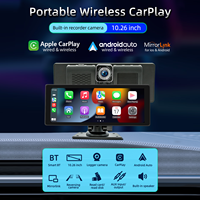 10.26 pouces 2.5D Portable sans fil Carplay écran tactile Carplay & Android Auto voiture Stere Mirror Link lecteur stéréo de voiture avec caméra