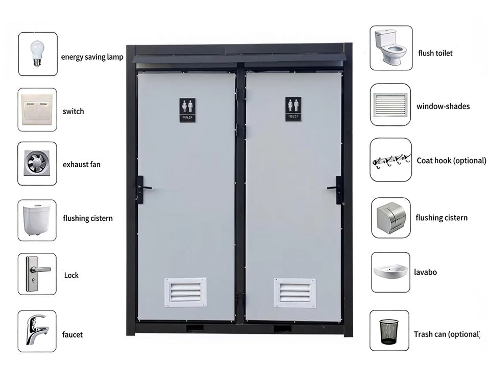 Custom 10-Foot Mobile Outdoor Portable Public Toilet Prefabricated Quick-Assembling Modern Design Durable Easy Installation - Image 5