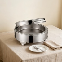 Elektrischer 6L Rechteckiger Chafing Dish, Glasabdeckung Buffet-Wärmebehälter mit Manueller Temperaturregelung 85-100°C, Catering-Zubehör