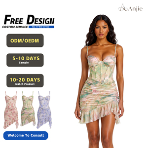 Anjie – Robe bustier mini à imprimé floral pour femme, sur mesure OEM/ODM, marque privée, fabricant en gros, pour fêtes et villégiatures - Product Image 1