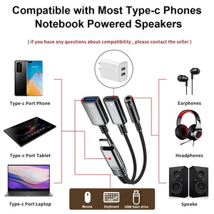 60W USB C Để USB C Nhanh Chóng Sạc <span class=keywords><strong>Dongle</strong></span> 3 Trong 1 Loại C Để USB 3.5Mm Âm Thanh Jack Adapter Đối Với iPhone 16 15 Samsung Galaxy S24 S23 - Product Image 3