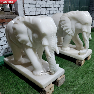 Escultura de Estatua de Elefante de Mármol Blanco Grande para Jardín Exterior - Product Image 6