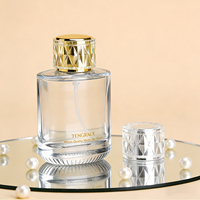 Flacon de parfum en verre cylindrique elliptique transparent de luxe de 100 ml, bouchon découpé, base épaisse, logo personnalisé, flacon pulvérisateur vide