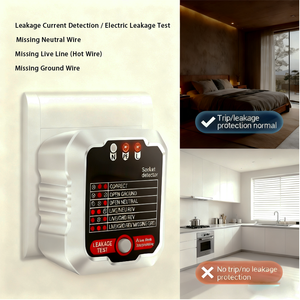 เครื่องทดสอบเต้ารับไฟฟ้า 6 ประเภท ตรวจสอบสภาพสายไฟ ของแท้ใหม่เอี่ยม เครื่องตรวจจับขั้ววงจร ตัวเครื่องทำจากพลาสติก ABS ตรวจจับการรั่วไหลของไฟฟ้า - Product Image 3