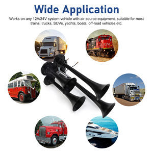 แตรรถไฟเสียงดังพิเศษ 12V 24V 150DB แตรลมสี่ท่อสำหรับรถบรรทุกและรถตู้ - Product Image 2