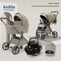 Poussette Métallique Kidilo Nouvelle Génération à Siège Inclinable pour Nouveau-nés, Conception Bidirectionnelle 3-en-1, Nacelle Pliable, Capacité 20kg, Idéale pour la Marche avec Bébé