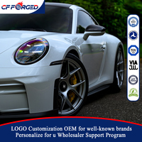 Nouvelles jantes forgées monobloc CF à 5 branches concaves usinées argentées, design repensé, 21x12 pouces 5x130 pour Porsche 911 992 GT3 Track
