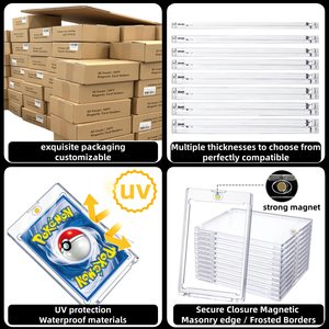 Porte-cartes magnétique personnalisé 35pt avec bordure noire UV, porte-cartes transparent en plastique à un bouton, porte-cartes couleur One Touch - Product Image 3