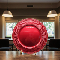 Assiette de présentation en PP de 13 pouces, motif végétal peint à la main, pour décoration de table à domicile et de mariage, achat en gros