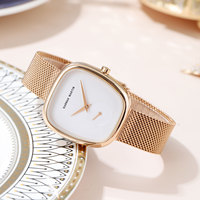 Jam Tangan Wanita Hannah Martin Model Sederhana dengan 2 Tali Baja Anti Karat, Dial Kecil Model Koin, Tahan Air 3BAR