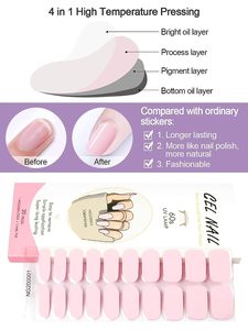 20 Pezzi di Strisce di Smalto Gel Semi-Permanente Rosa Chiaro, Adesivo per Unghie Completo, Adesivo per Nail Art in Gel Impermeabile - Product Image 3