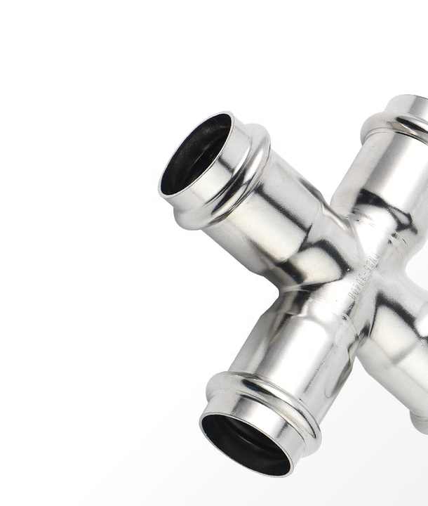 Stainless Steel 304/316L V Profile Press Fittings Equal Cross for Drinking Water