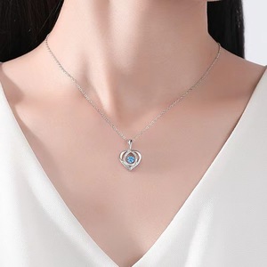 Nuovo Set di <span class=keywords><strong>Collana</strong></span> e Bracciale con Ciondolo in Cristallo Blu, Bracciale a <span class=keywords><strong>Cuore</strong></span> in Stile Coreano, Gioielli alla Moda, Regalo all'Ingrosso - Product Image 4