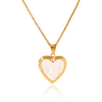Collier sportif pour femme inspiré d'Instagram, style français, en acier inoxydable plaqué or 18 carats avec pendentif blanc