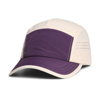 Casquette de camping en nylon imperméable perforée au laser, séchage rapide, 5 panneaux, impression personnalisée sur le devant, légère, unisexe, pour la randonnée et le camping en plein air