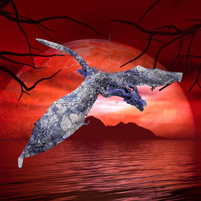 AROMA 47.2" Hanging Animated Dragon Decor with Thunder&Red Glowing Eyes for Porch Balcony Backyard Creepy Displays