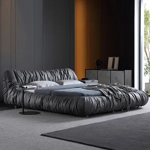 Итальянский простой плиссированный мягкий Двухместный Дизайн Easton для спальни с двойным дизайном можно настроить цветную рамку для кровати queen