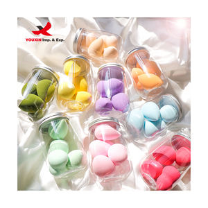 Éponge de maquillage ronde colorée à bas prix pour approvisionnement mixte, avec boîte d'emballage personnalisée et étui - Product Image 1