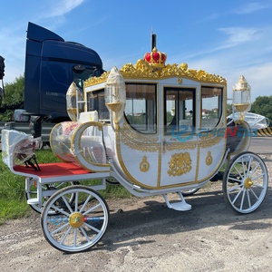 Carruaje de Cenicienta en Venta, Carruajes Reales para Bodas y Turismo, Carruaje Eléctrico de 4 Ruedas Tirado por Caballos - Product Image 2