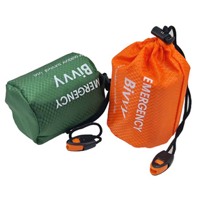 Sac de couchage d'urgence léger en Mylar avec cordon de serrage pour le camping en plein air, sac de survie en gros - Product Image 1