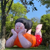 Publicité gonflable personnalisée en forme humaine, gonflables pour garçon, modèle de dessin animé gonflable avec chapeau, poupée gonflable pour homme