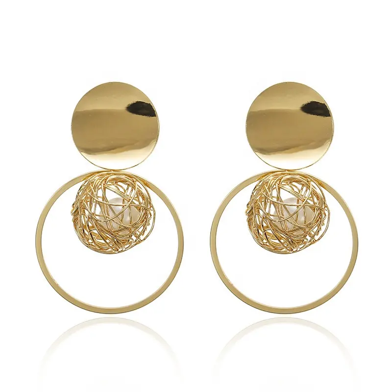 statement vintage earrings luxury drop huggies hoop earrings custom geometric 18k gold plated pearl earrings for women