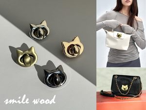 Smile Wood PCS Cat Shape Clasp Twist Lock With Keychain Purse Closure Turn Lock <b>Handbags</b> Clasp Clutch Replacement Metal Latch Ha - Product Image 6