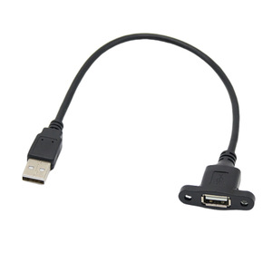 Cable de extensión USB 2.0 macho a hembra con orificios para tornillos para montaje en panel de chasis - Product Image 2