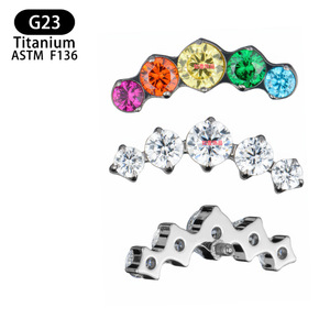 Piercing de lèvre en titane G23 F136 de qualité médicale, 12,8 mm, forme géométrique avec pierres en zircon, bijoux de piercing tendance - Product Image 5
