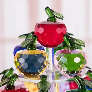 Artificial Crystal Rotary Crafts Morden Gifts Apple Fruit Plate Gifts For Home Table Decoration