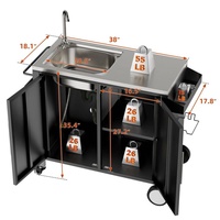 AJUNION Outdoor-Küchenwagen Grillwagen Aufbewahrungsschrank Edelstahl-Tischplatte Outdoor-Kochstation Grilltisch