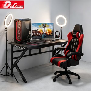 Escritorio para Juegos de Computadora Resistente en Rojo y Negro con Base en X y Soporte Integrado para <span class=keywords><strong>Torre</strong></span> - Product Image 2