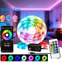 Tiras de Luces LED RGB 5050, Tiras LED con Control por Aplicación BT, Cambio de Color, DC 12V, 30 LED/M por Metro, para Dormitorio, Habitación, Bar al Aire Libre