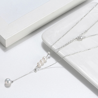 Collier pendentif en forme de Y avec perle d'eau douce ronde plaquée or en argent sterling 925, chaîne réglable, qualité supérieure, vente en gros