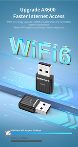 Comfast Wifi6 600Mbps Internet <span class=keywords><strong>USB</strong></span> Dongle Wifi Antenna Không Dây Netwwork Thẻ Wifi <span class=keywords><strong>Adapter</strong></span> - Product Image 3