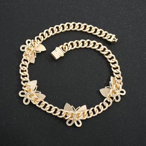 14k placcatura in <span class=keywords><strong>oro</strong></span> da uomo Hip Hop Rap accessori Hiphop Cuban diamante intarsiato farfalla bracciale <span class=keywords><strong>oro</strong></span> maschio <span class=keywords><strong>collana</strong></span> - Product Image 2