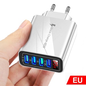 Pantalla digital Cargador de viaje de 20W Enchufe europeo/estadounidense/británico Carga rápida 3.1A Cargador de teléfono móvil USB de 4 puertos para teléfono inteligente Tablet Home - Product Image 3
