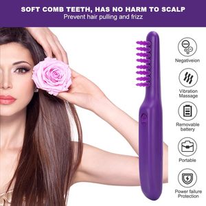 Electric Detangling <b>Brush</b> Purple Nylon Bristles Battery <b>Powered</b> For Smooth Hair Care - Product Image 2