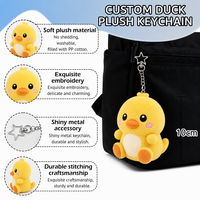 Porte-clés personnalisé en peluche canard 10 cm, mini oiseau jaune en peluche, breloque mignonne pour sac, rembourré en coton PP, porte-clés brodé