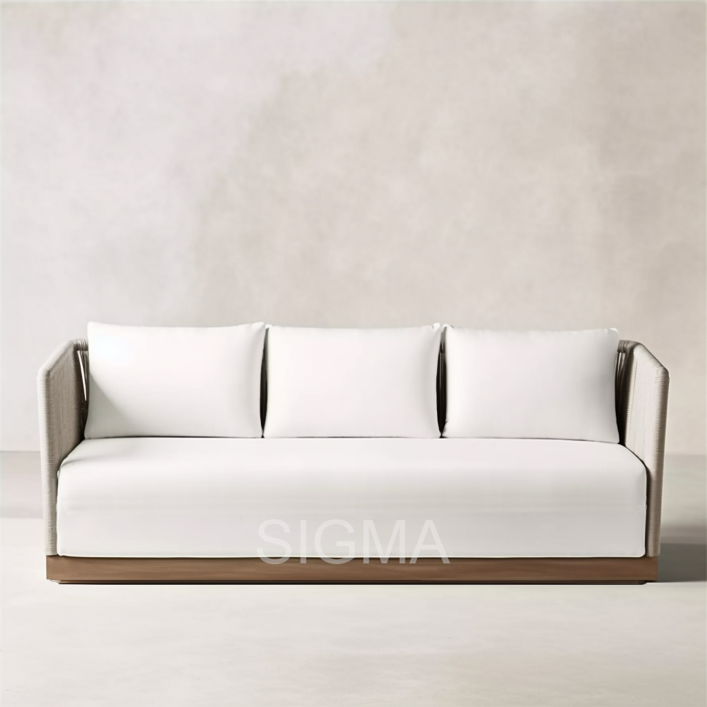 Modern All Weather Luxury Outdoor Patio Hotel  Sofa set Couch Wood Teak Solid Wooden Armchair Garden Sofa sectional
