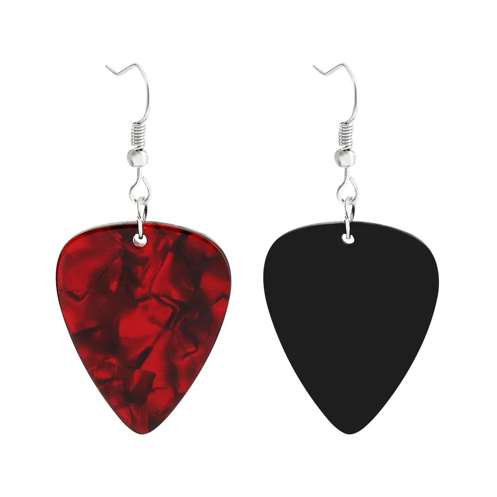 Vintage Red Acrylic guitar Pick Acoustic âm nhạc plectrum thả Bông tai hợp kim Vật liệu chính cho đám cưới bên món quà