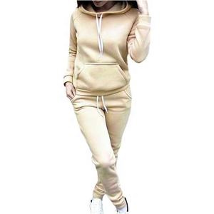 Nouvel ensemble de survêtement pour femme avec capuche, design personnalisé, logo brodé, haut et bas, 100% coton, pour le sport, la gym, la détente - Product Image 2