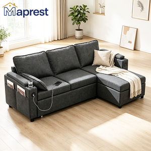Canapé-<span class=keywords><strong>lit</strong></span> inclinable <span class=keywords><strong>en</strong></span> forme de L avec rangement dissimulé, design moderne pour chambre à coucher, salon et petit appartement - Product Image 1