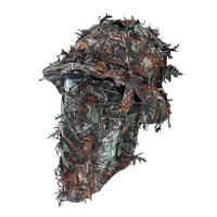 Chapeau camouflage 3D à feuilles avec masque intégré, respirant et léger, casquette de chasse en polyester avec masque, accessoires de camouflage pour la chasse